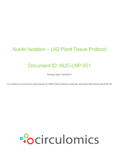 Nuclei Isolation – LN2 Plant Tissue Protocol