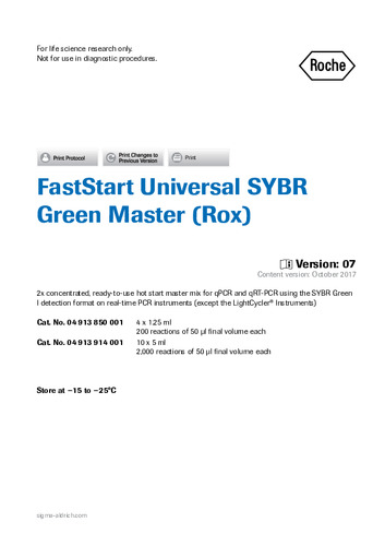 FastStart Universal SYBR Green Master (Rox)ver.7