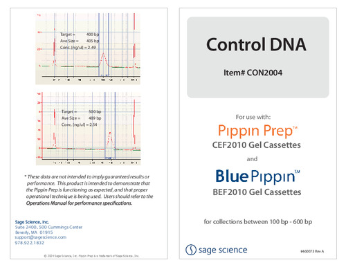 Guide CON2004, Control DNA, External Marker E or M1