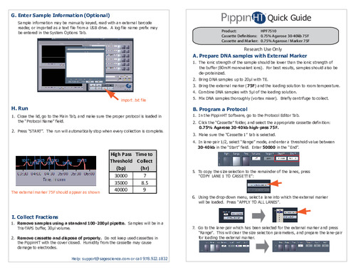 PippinHT Quick Guide HPF7510 Marker 75F >30-40kb High Pass Rev A