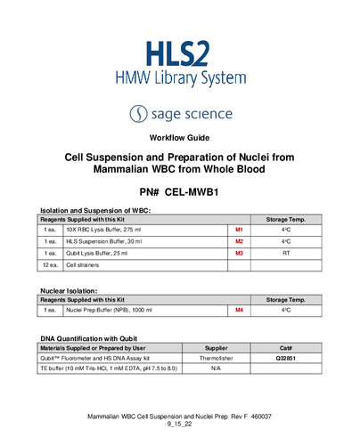 Mammalian White Blood Cell Suspension and Nuclei Prep Kit Rev F