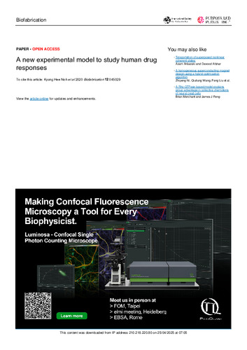 [関連論文] A new experimental model to study human drug responses