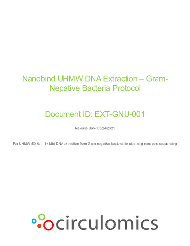 Nanobind UHMW DNA Extraction – GramNegative Bacteria Protocol