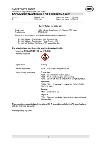 KAPA Library Quantification Kits 500（Illumina / ROX Low）（KK4873）（Ver.2.1）