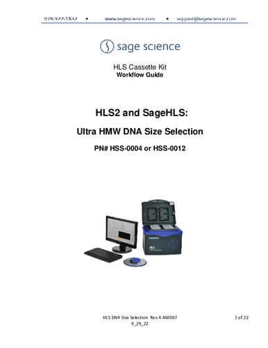 HLS-Ultra HMW DNA Size Selection Workflow Guide Rev A