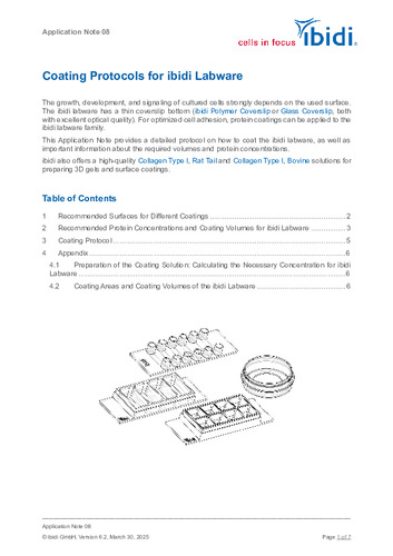 Application Note 08 Coating Protocols for ibidi Labware
