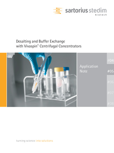 Sartorius：Desalting and Buffer Exchange with Vivaspin® Centrifugal Concentrators