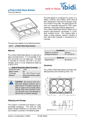 μ-Plate 6Well Glass Bottom Instruction Manual