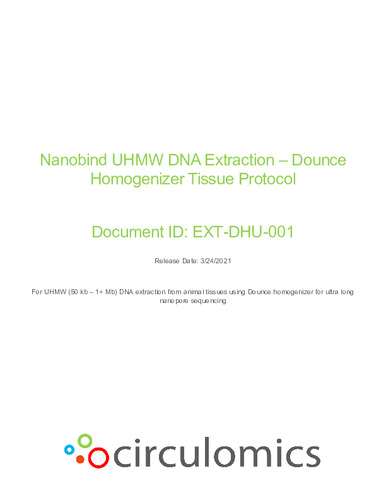 Nanobind UHMW DNA Extraction – Dounce Homogenizer Tissue Protocol