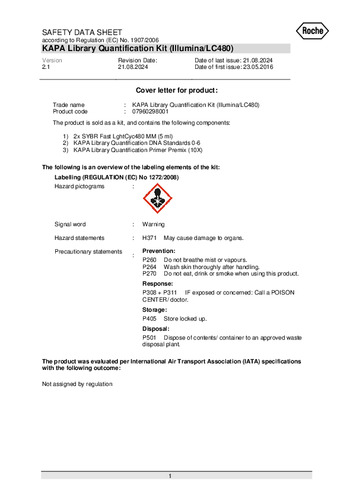 KAPA Library Quantification Kits 500（Illumina / RocheLightCycler 480）（KK4854）（Ver.2.1）