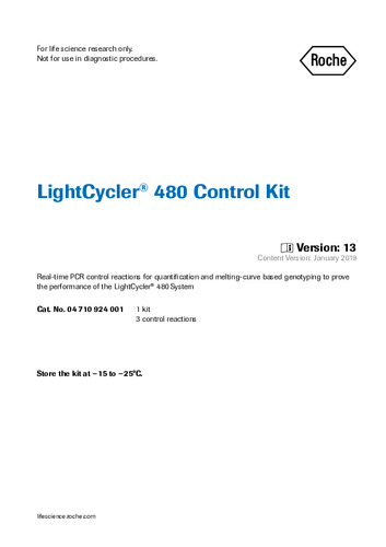 LightCycler® 480 Control Kit 取り扱い説明書