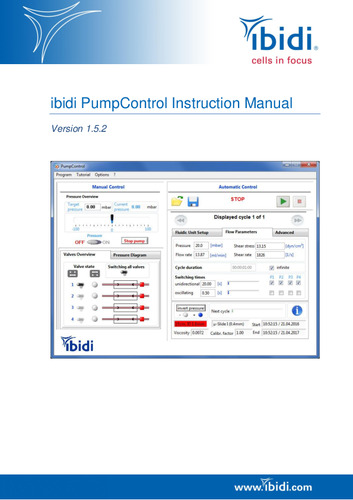 ibidi pump Control Instruction Manual software