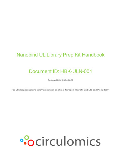 Nanobind UL Library Prep Kit Handbook