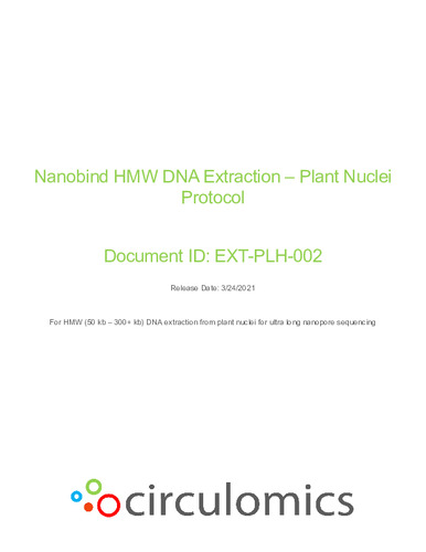 Nanobind HMW DNA Extraction – Plant Nuclei Protocol