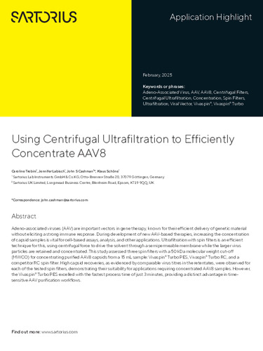 Using Centrifugal Ultrafiltration to Efficiently Concentrate AAV8