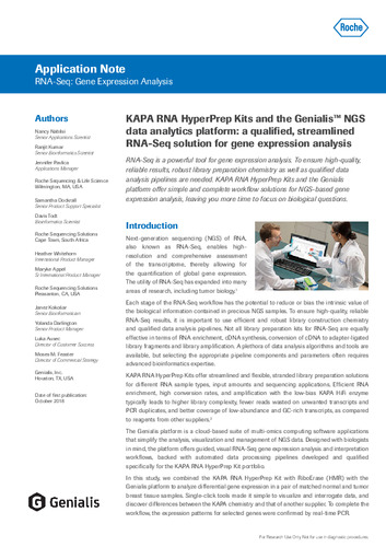 KAPA RNA HyperPrepキットとGenialis™NGSデータ分析プラットフォーム：遺伝子発現分析用に合理化されたRNA-Seqソリューション