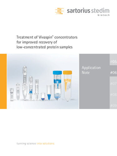 Sartorius：Treatment of Vivaspin® concentrators for improved recovery of low-concentrated protein samples