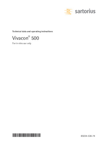 Sartorius Vivacon 500：Technical data and operating instructions