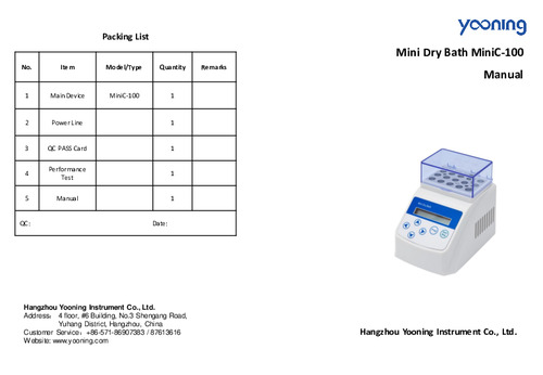 Mini Dry Bath MiniC-100  Manual