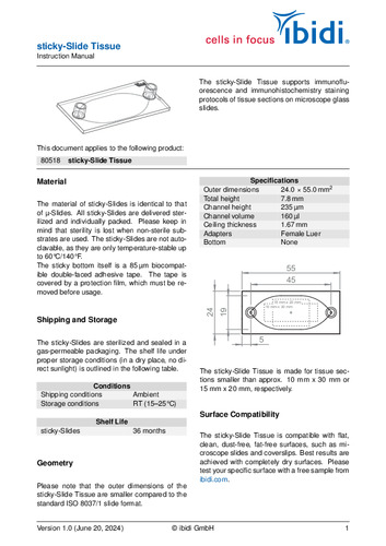 sticky-Slide Tissue　Instruction Manual