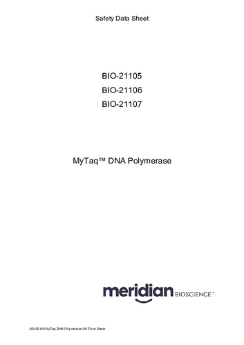 MyTaq™ DNA Polymerase Safety Data Sheet
