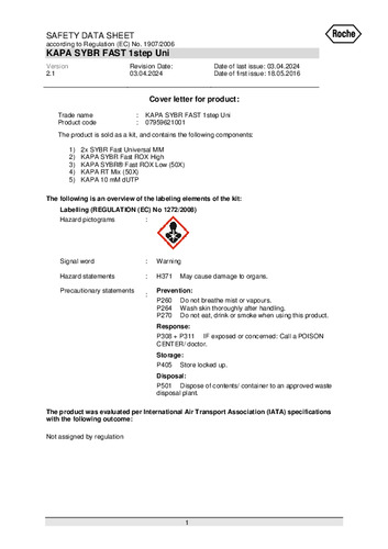KAPA SYBR FastOne-StepqRT-PCRKitUniversal（500 / 20 uL rxn）(KK4651)(ver.2.1)