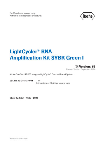LightCycler® RNA Amplification Kit SYBR Green I_Ver.15